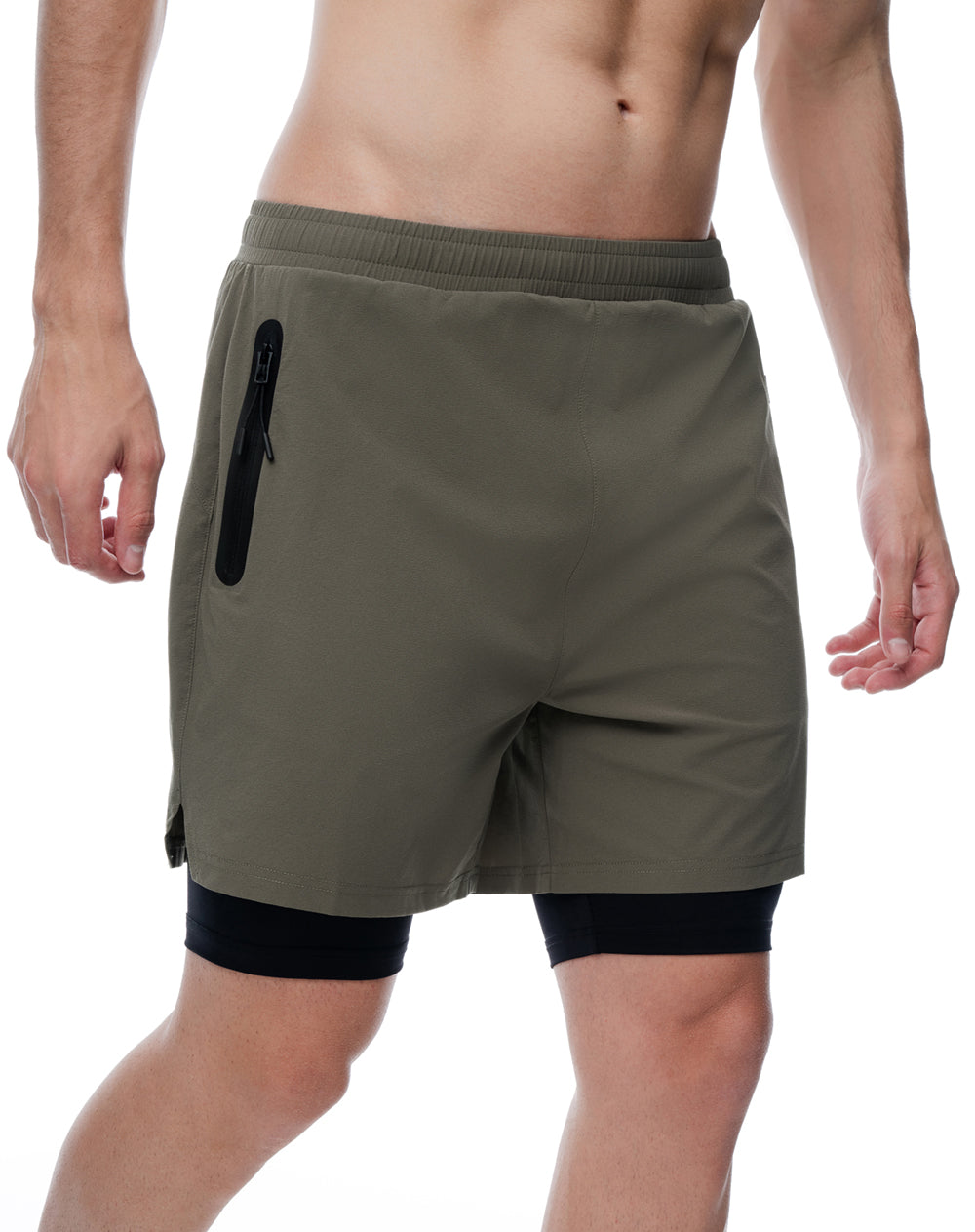 Pantaloneta deportiva café hombre