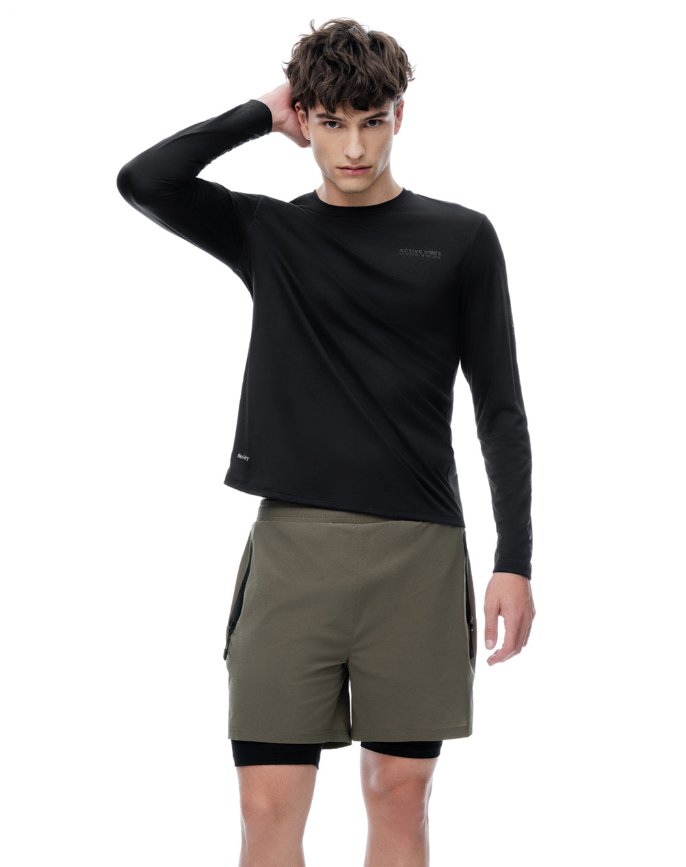 Pantaloneta deportiva café hombre