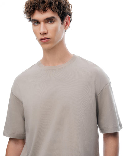 Camiseta relax algodón taupe hombre