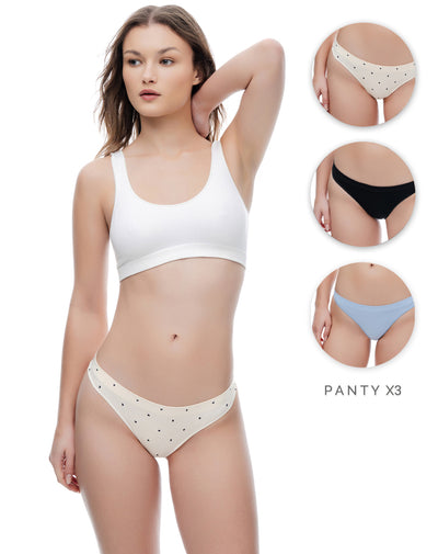 3 pantys brasilero seamless tiro medio surtido mujer