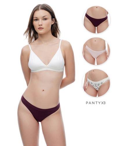 3 pantys brasilero seamless tiro medio surtido mujer