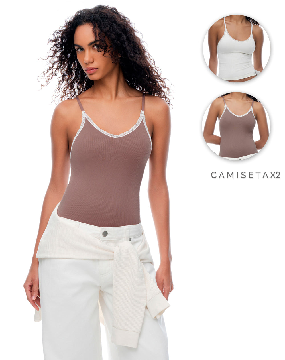 Camisilla slim seamless x2unds surtidas mujer