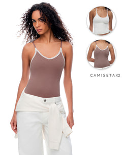 Camisilla slim seamless x2unds surtidas mujer