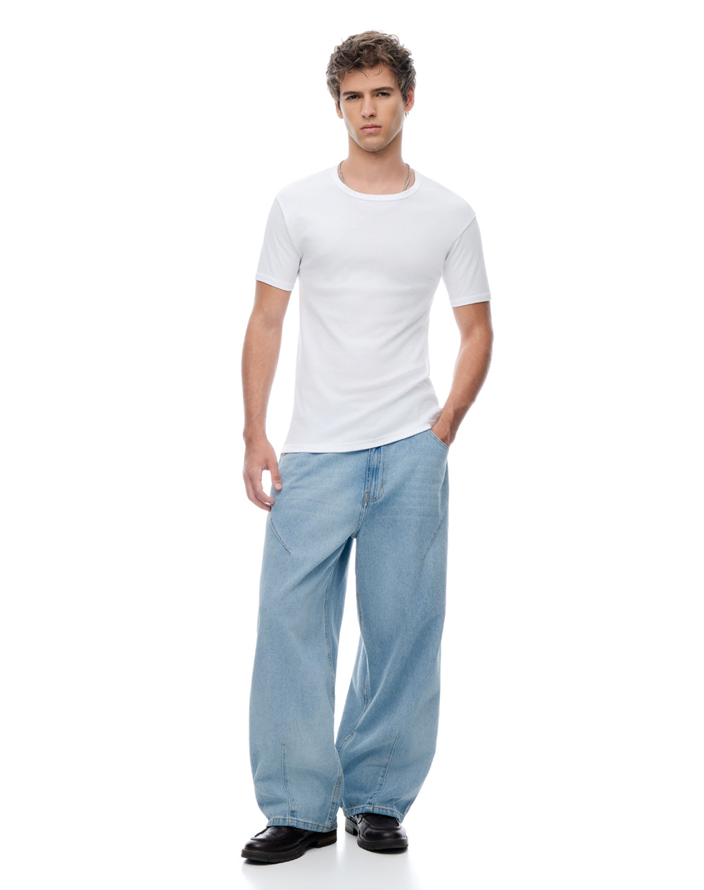 Camiseta slim algodón blanca hombre