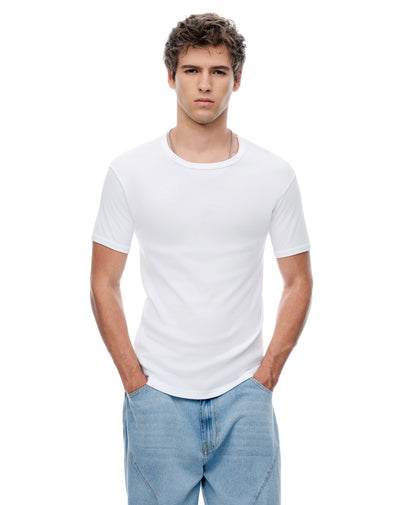 Camiseta slim algodón blanca hombre
