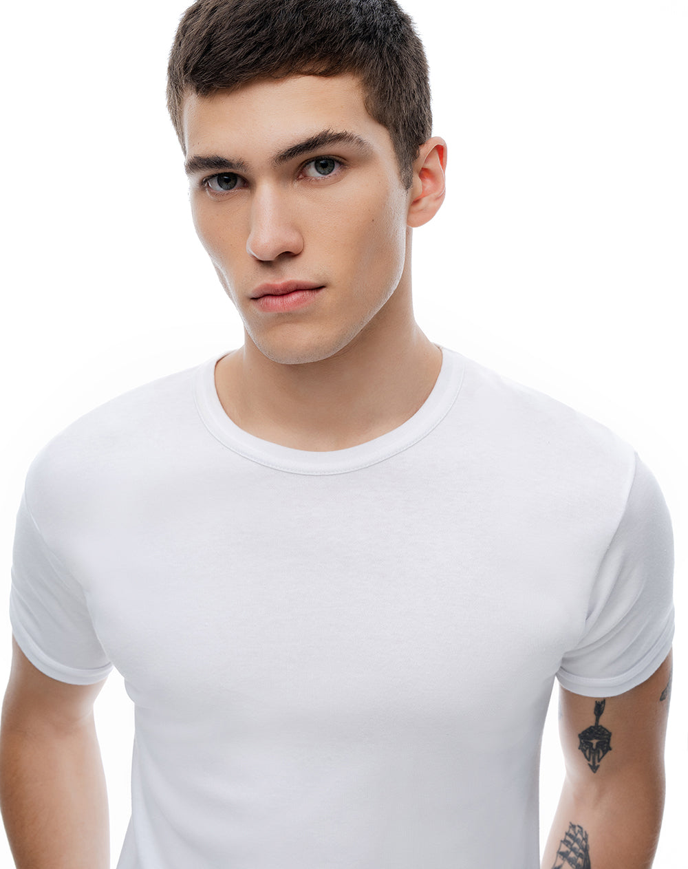 Camisetas slim algodón x3unds blanca hombre