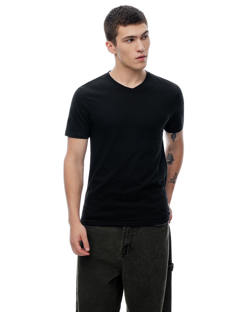 Camiseta slim algodón jersey x2unds negra hombre