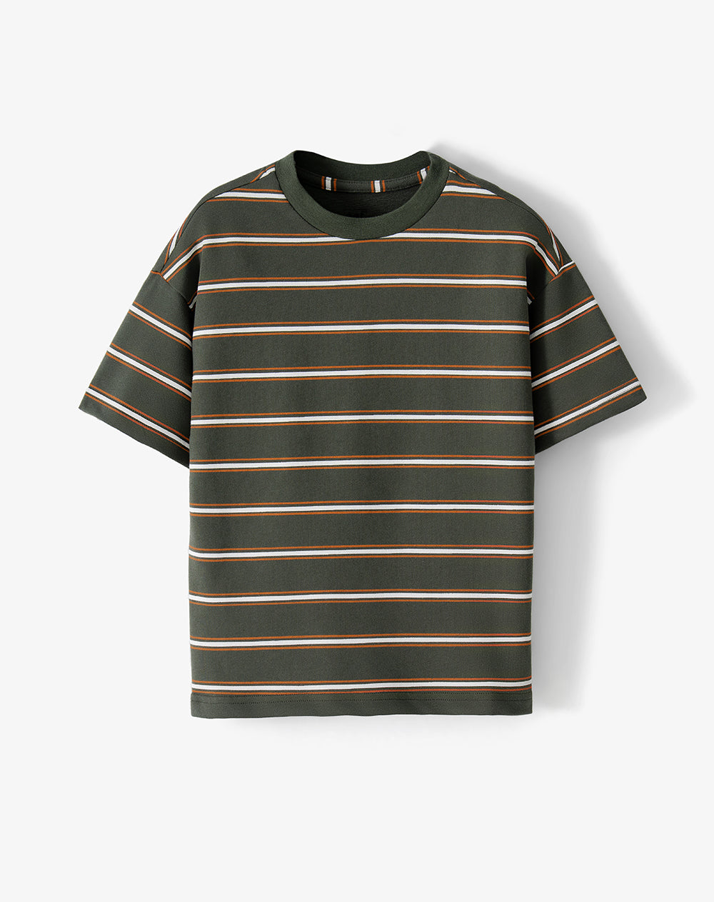 Camiseta regular manga corta verde rayas niño