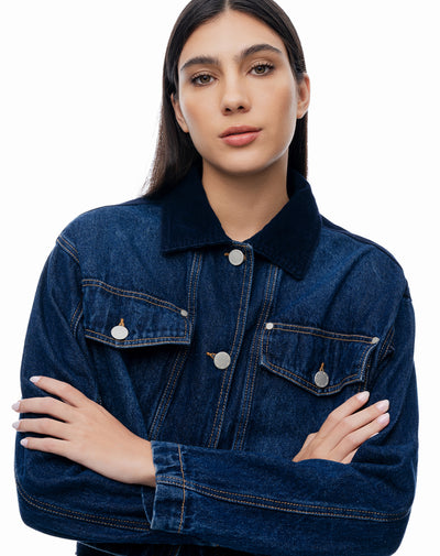 Chaqueta regular sin capucha índigo medio