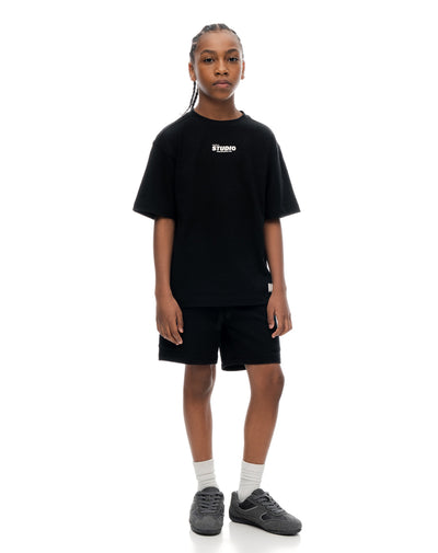 Conjunto pantalon corto camiseta negro niño