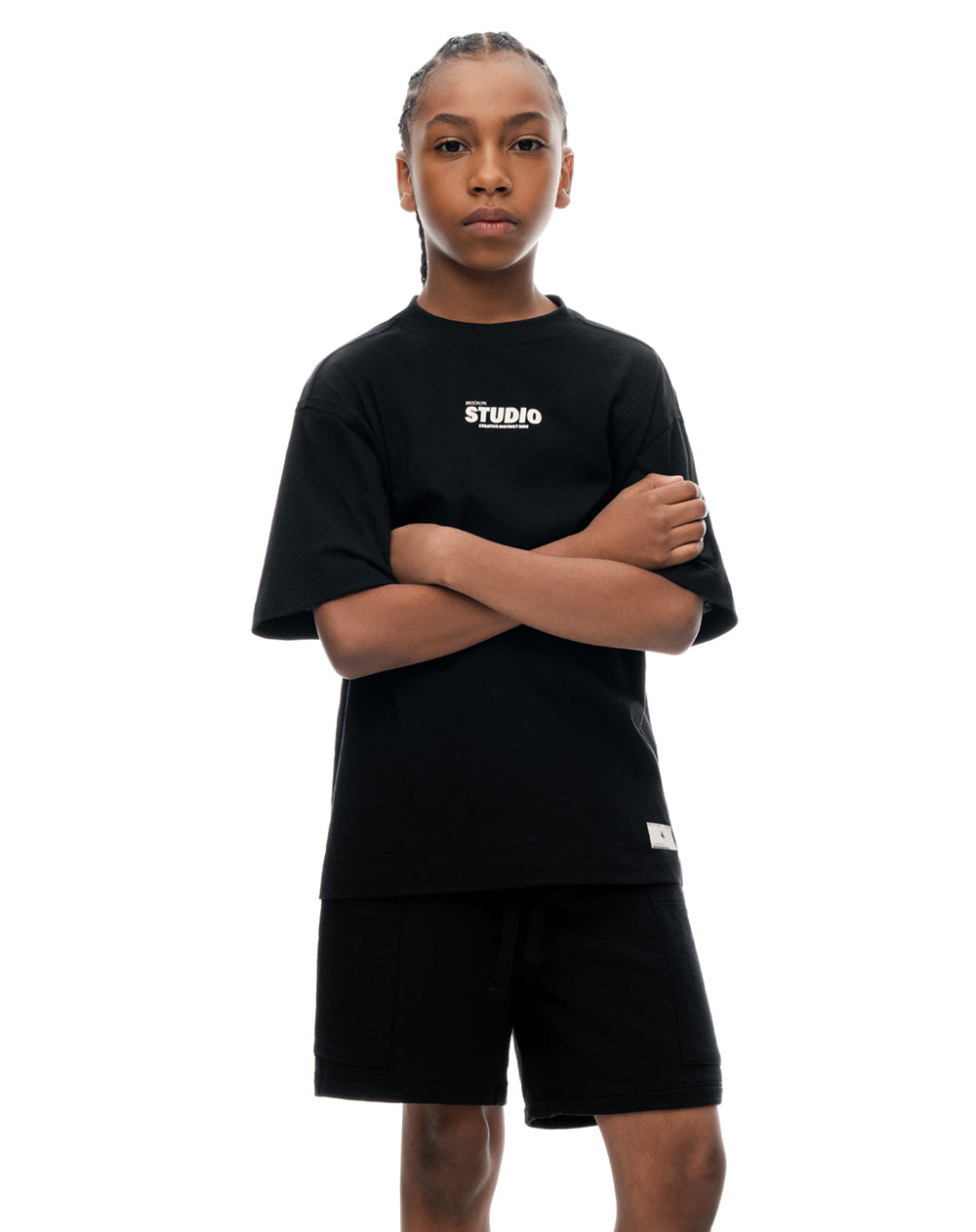 Conjunto pantalon corto camiseta negro niño