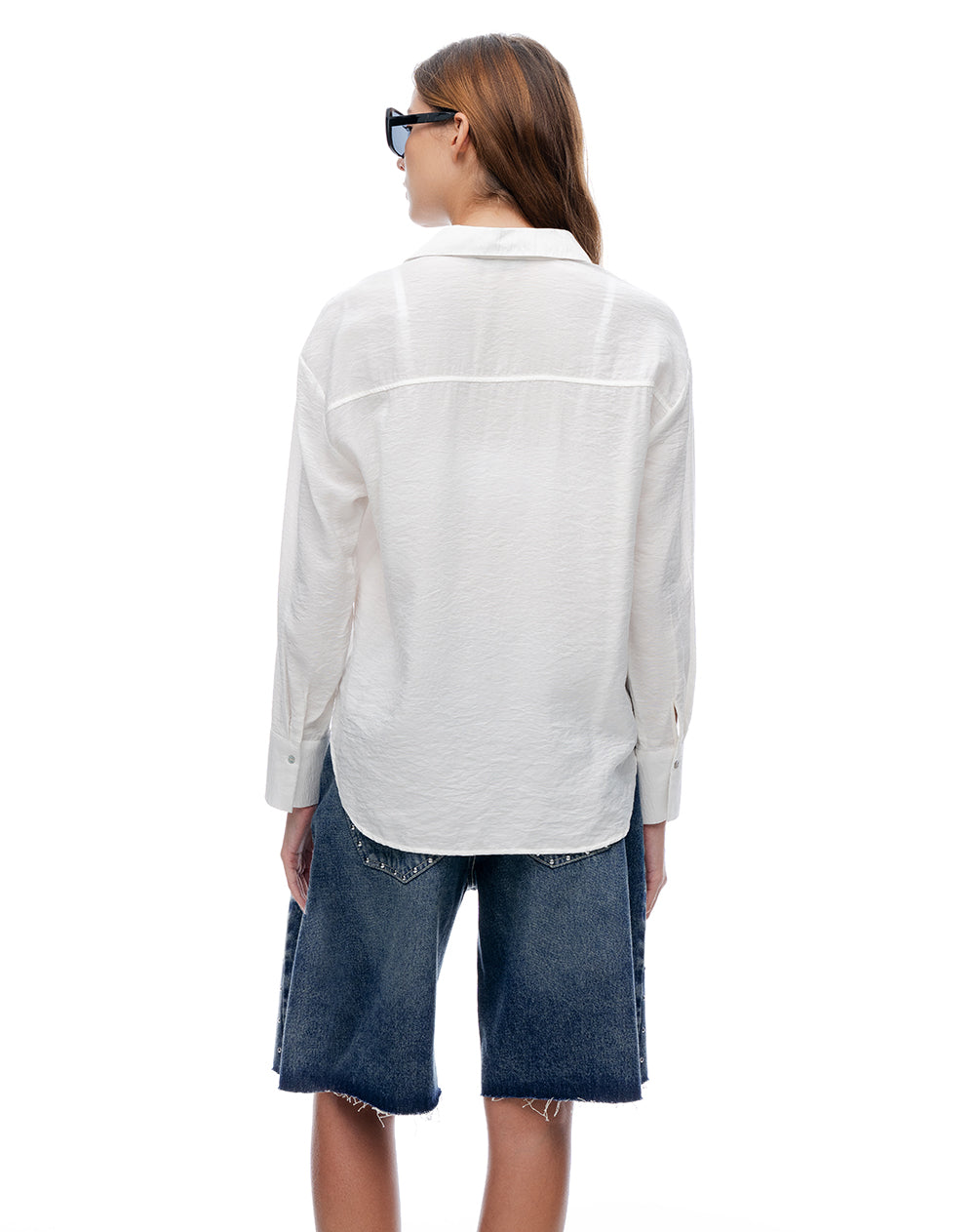 Camisa manga larga regular blanca mujer