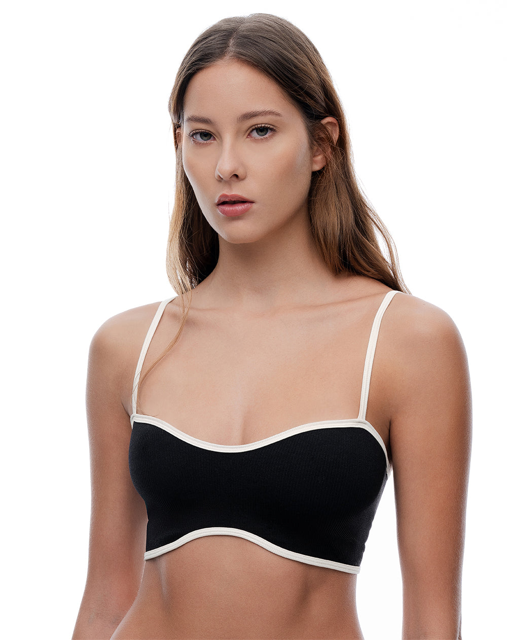 Top soporte medio seamless negro mujer