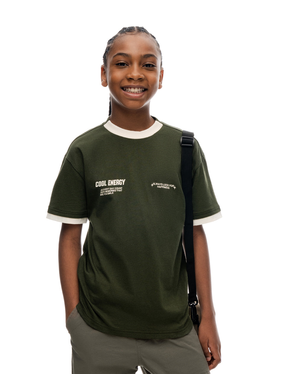 Camiseta regular manga corta verde niño