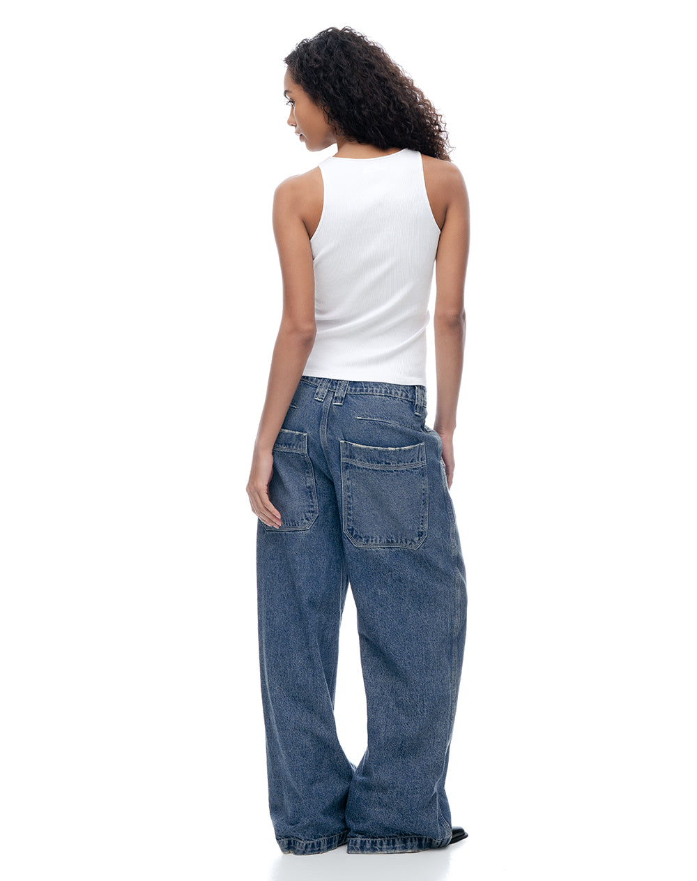 Camiseta esqueleto slim rib algodón blanca mujer