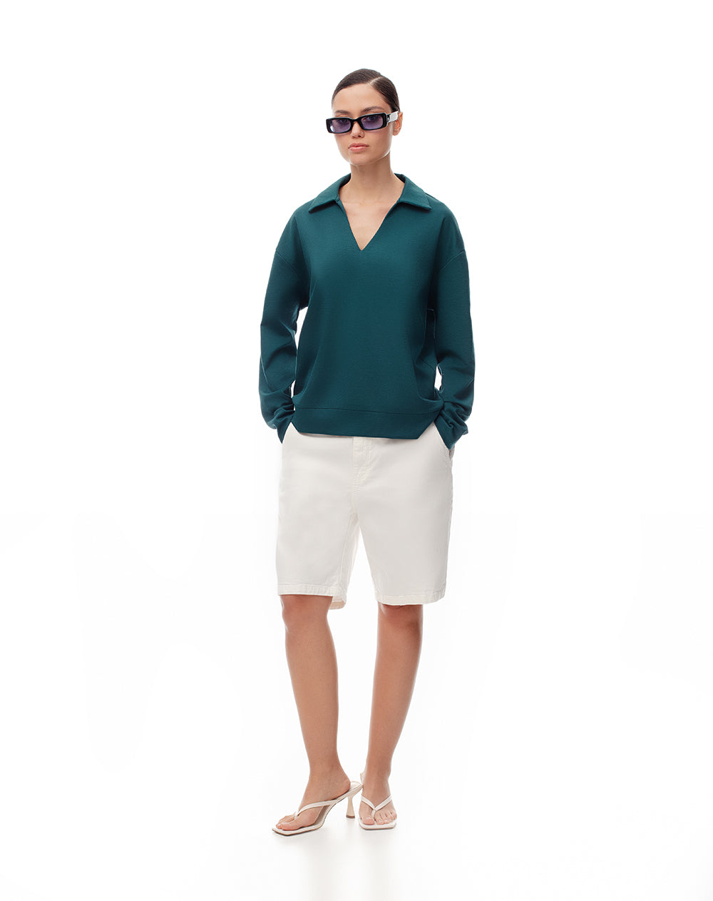 Camibuzo tipo polo oversize verde mujer