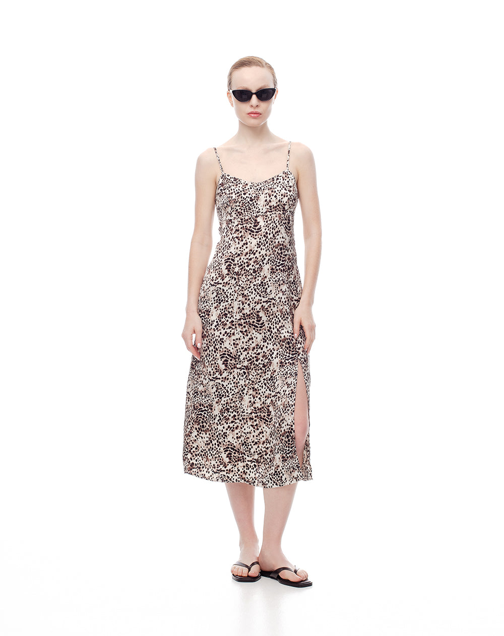 Vestido medi satinado print mujer