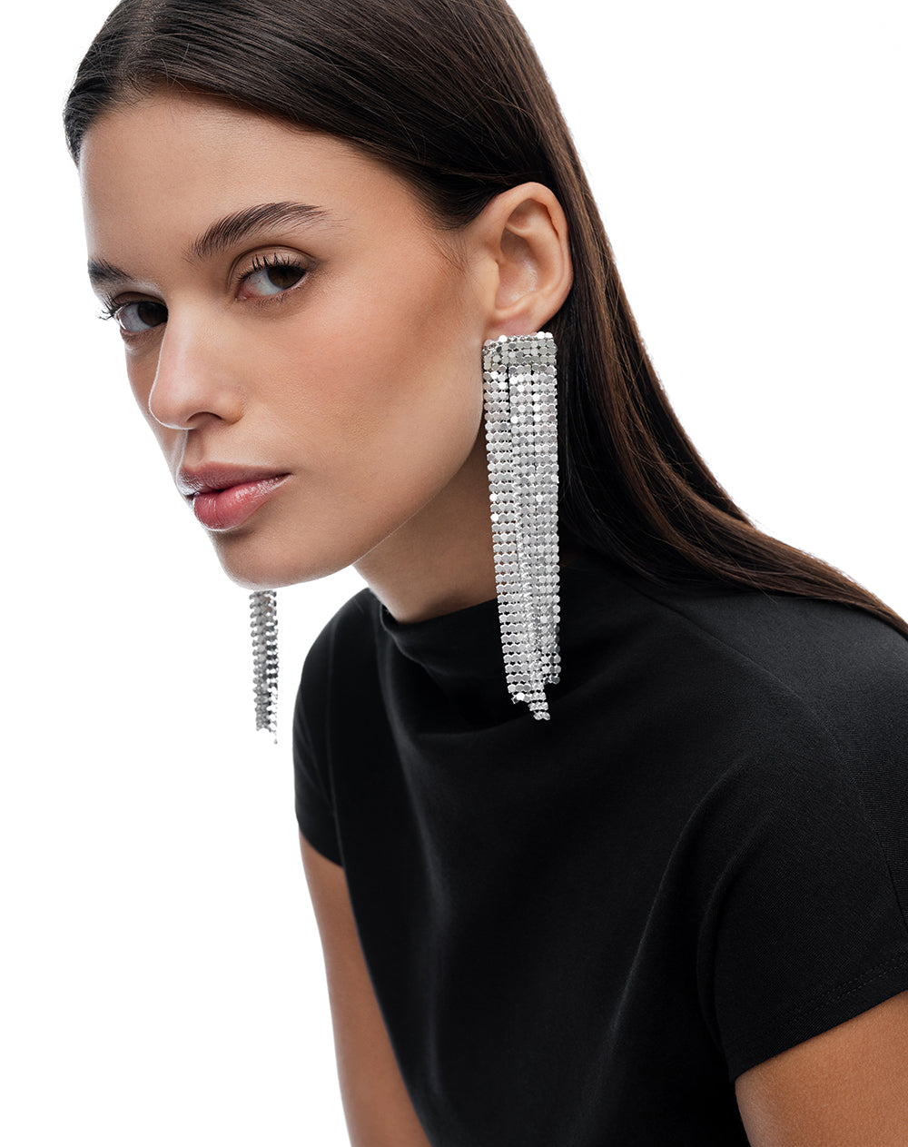 Arete plateado mujer