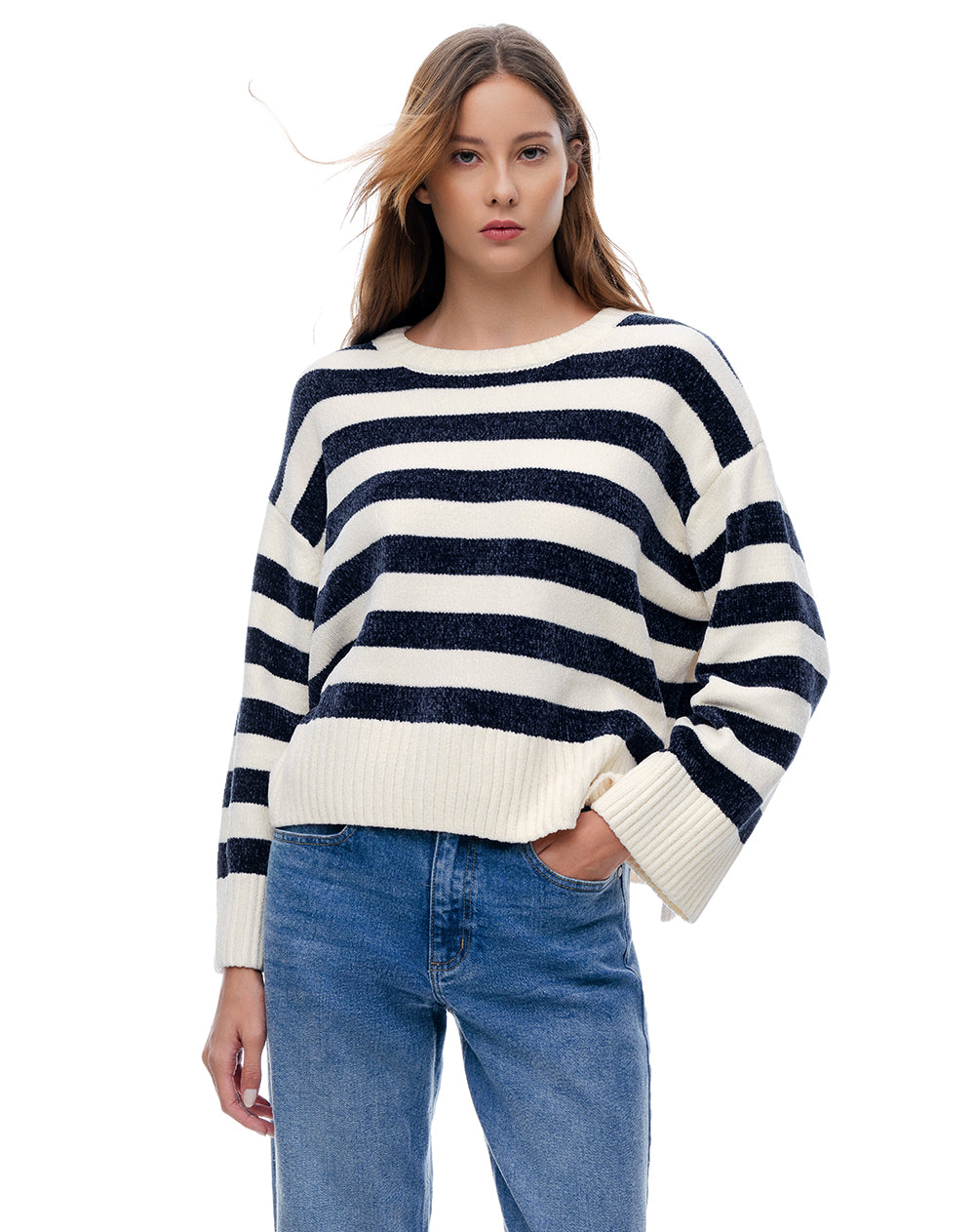 Suéter oversize rayas mujer