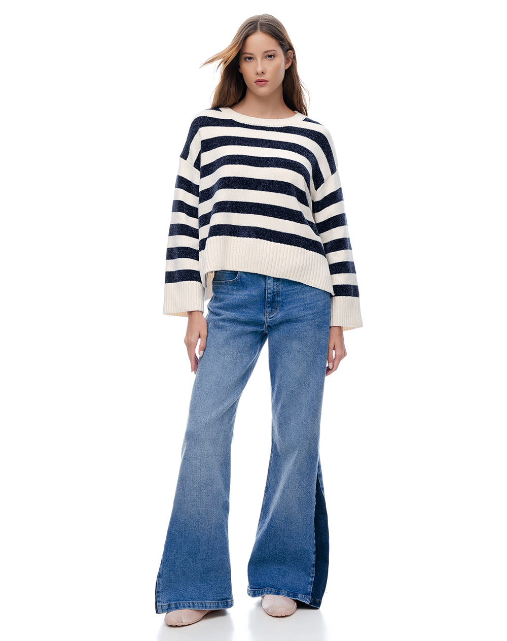 Suéter oversize rayas mujer