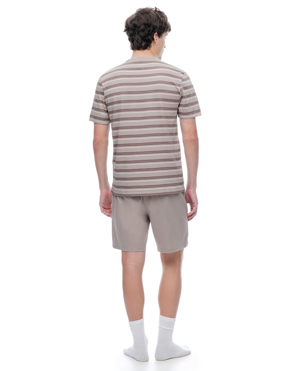 Pijama relaxed manga corta taupe rayas hombre