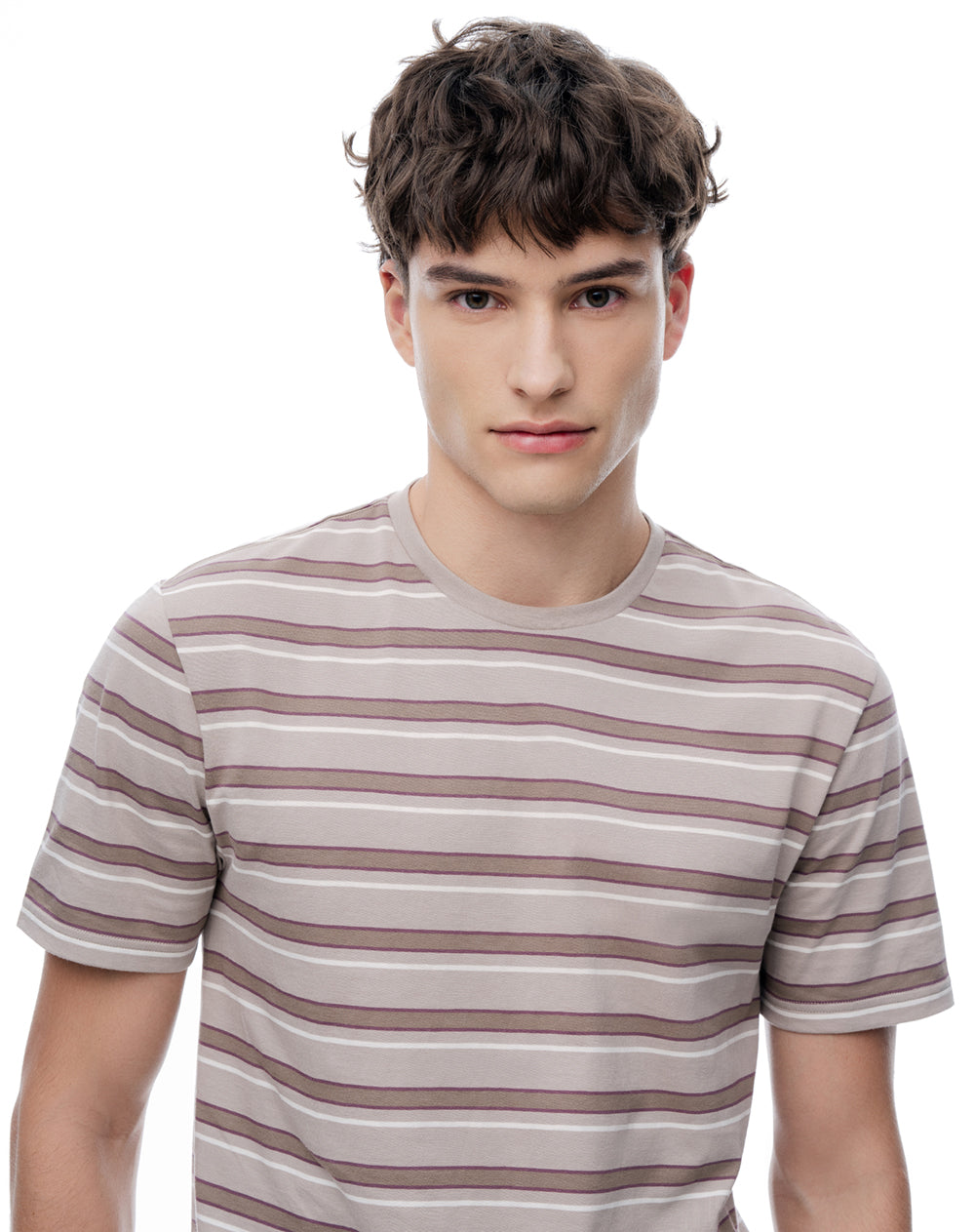 Pijama relaxed manga corta taupe rayas hombre