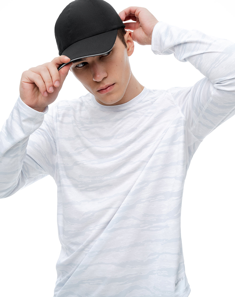 Camiseta regular manga larga blanca estampada hombre
