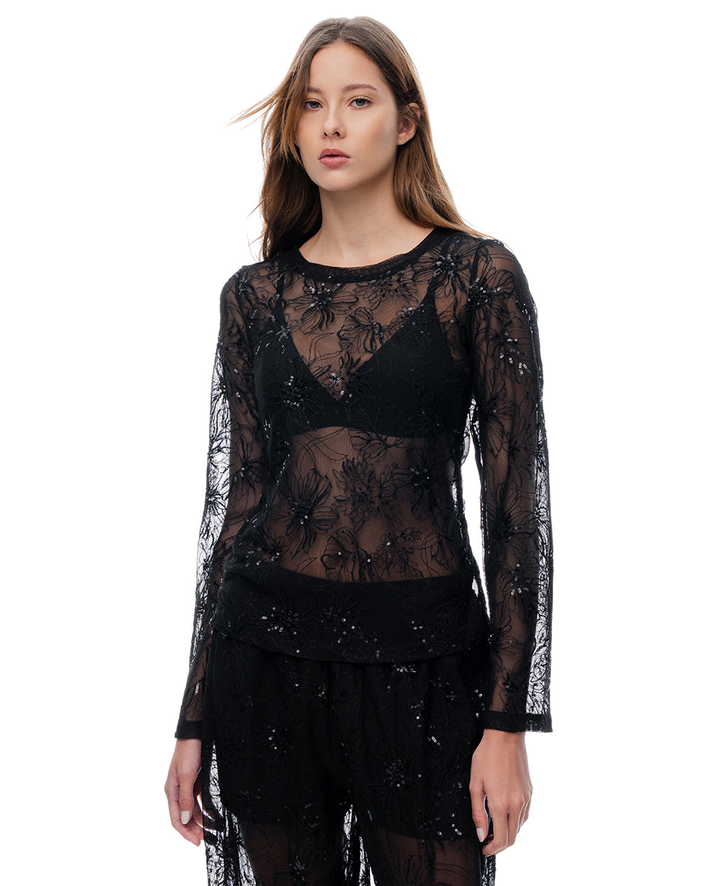 Camisa ted manga larga negra mujer