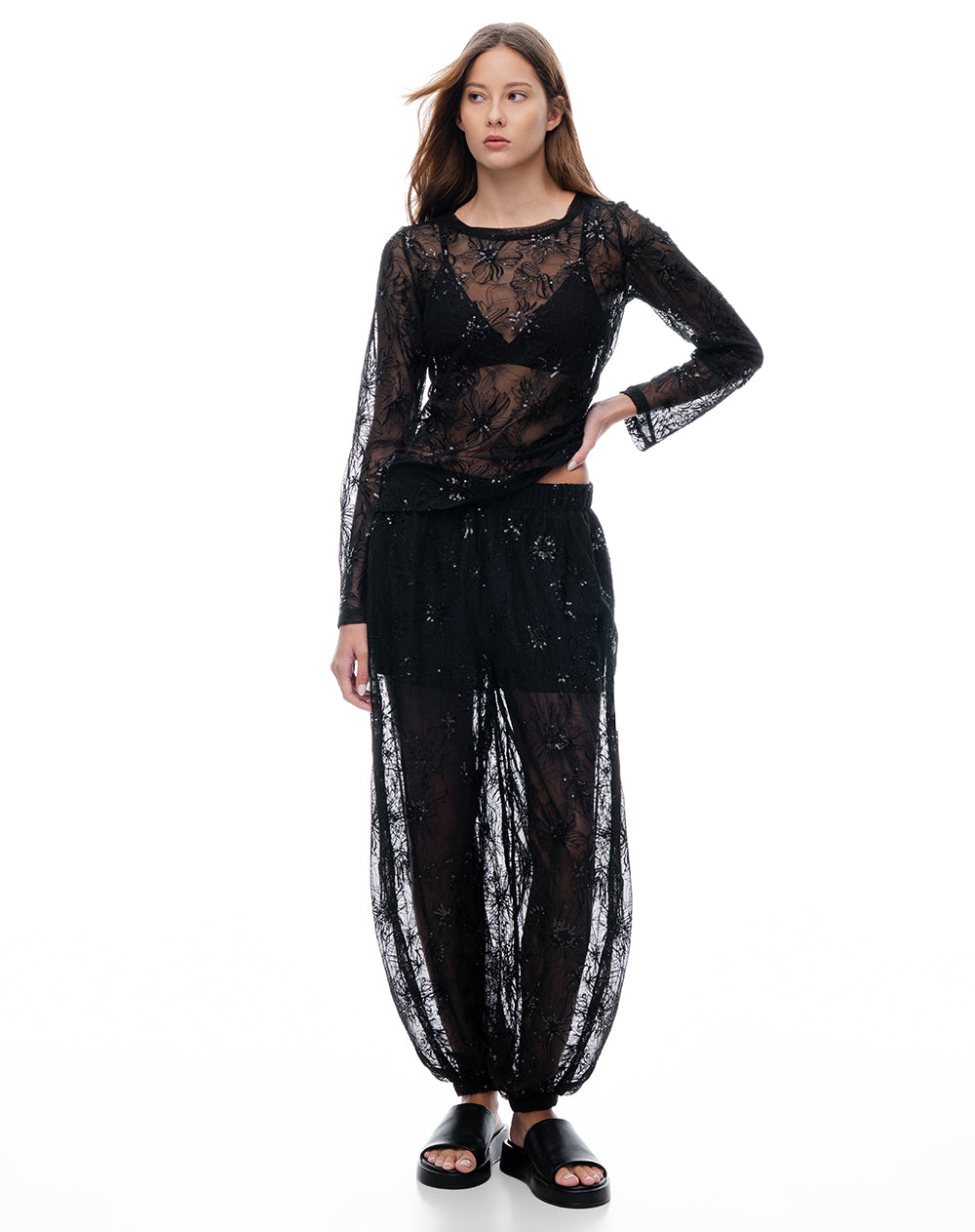 Camisa ted manga larga negra mujer