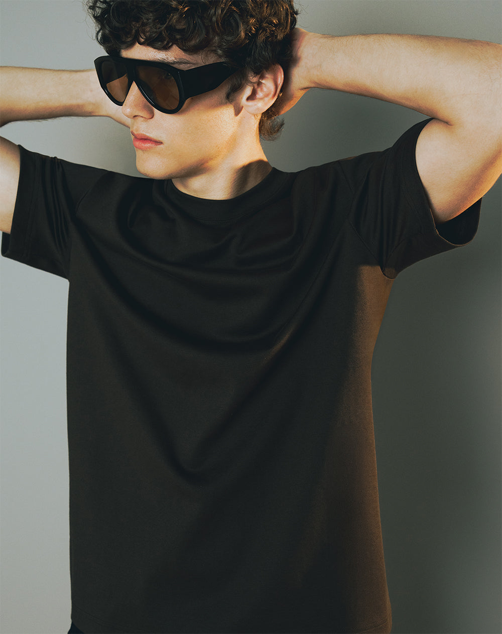 Camiseta manga corta oversize algodón café hombre