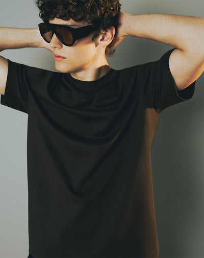 Camiseta manga corta oversize algodón café hombre