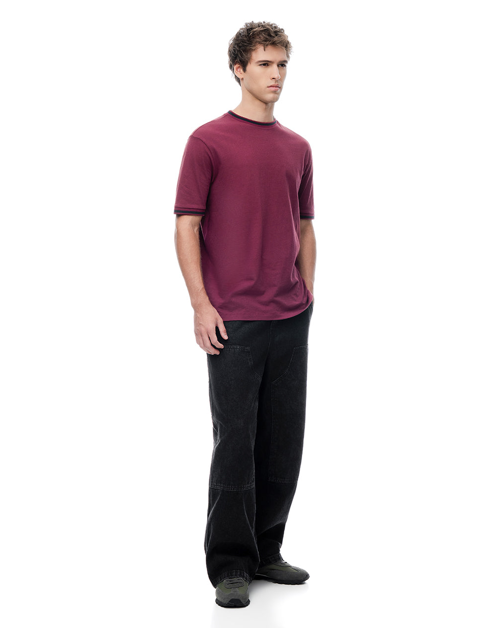 Camiseta regular algodón jersey vino tinto hombre