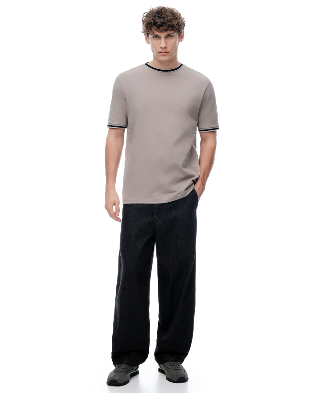 Camiseta relax algodón taupe hombre