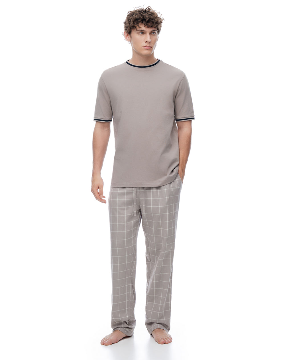 Camiseta relax algodón taupe hombre