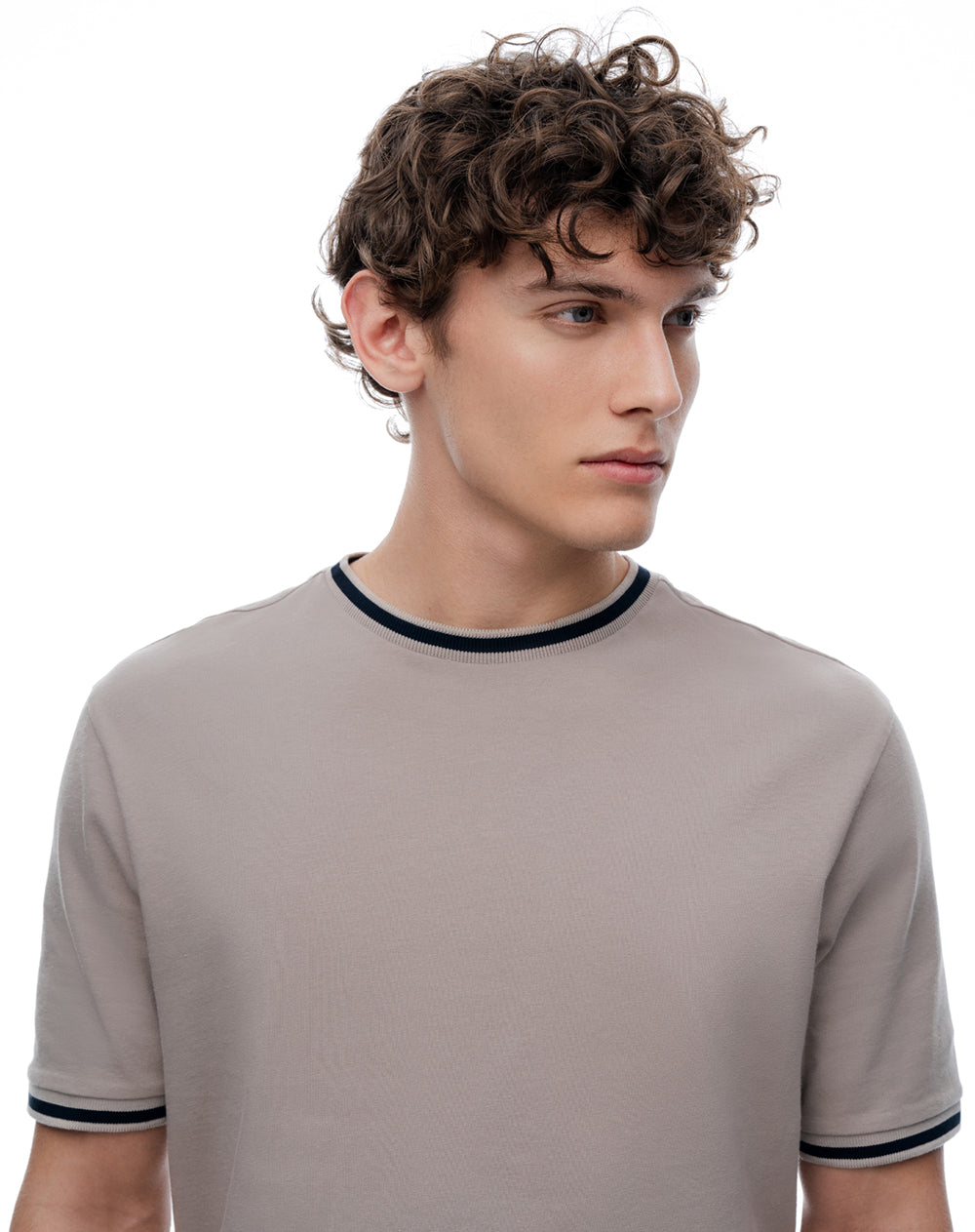 Camiseta relax algodón taupe hombre