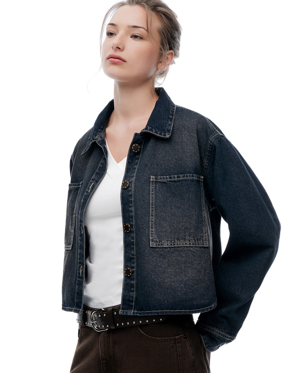 Chaqueta loose índigo oscuro mujer