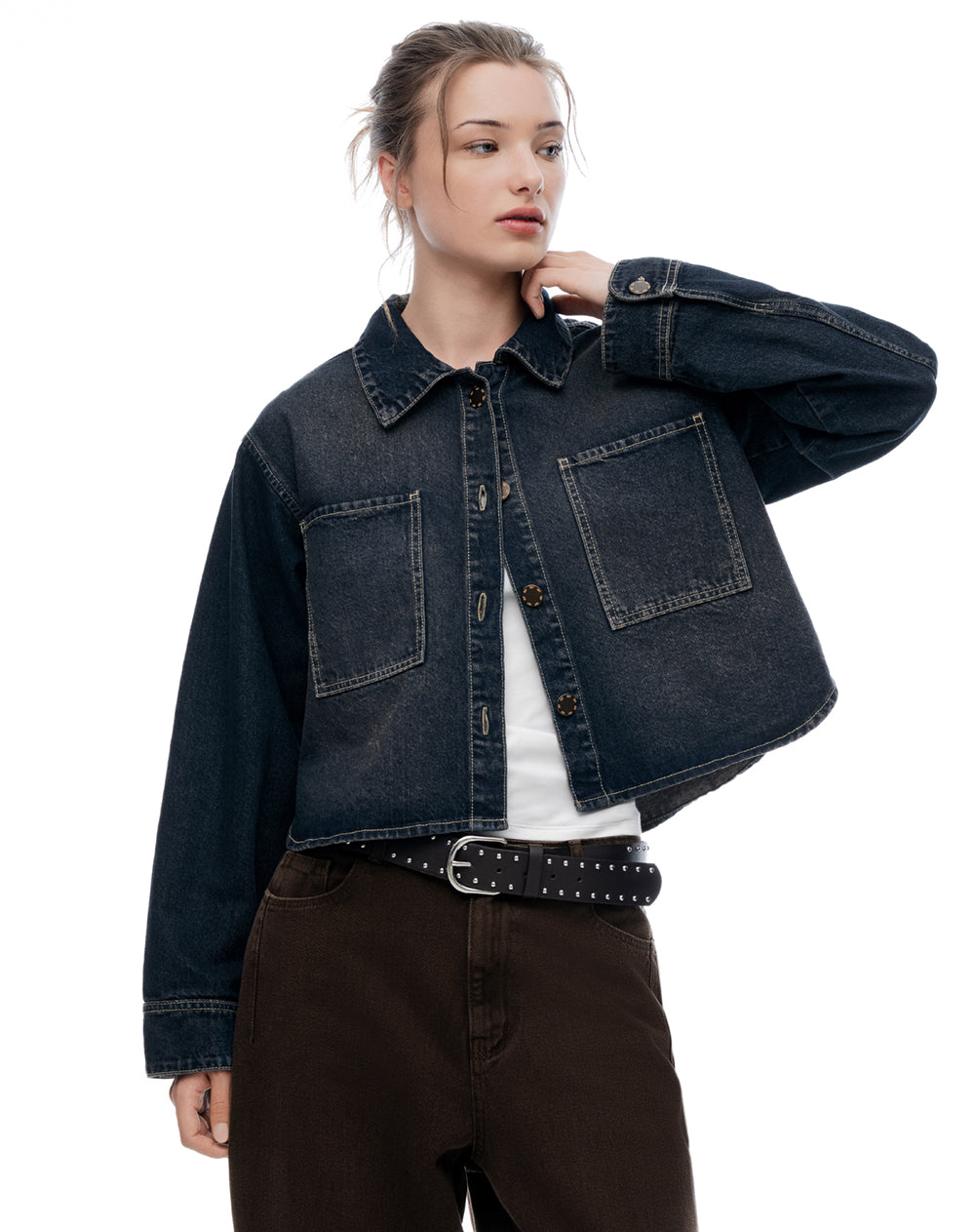 Chaqueta loose índigo oscuro mujer