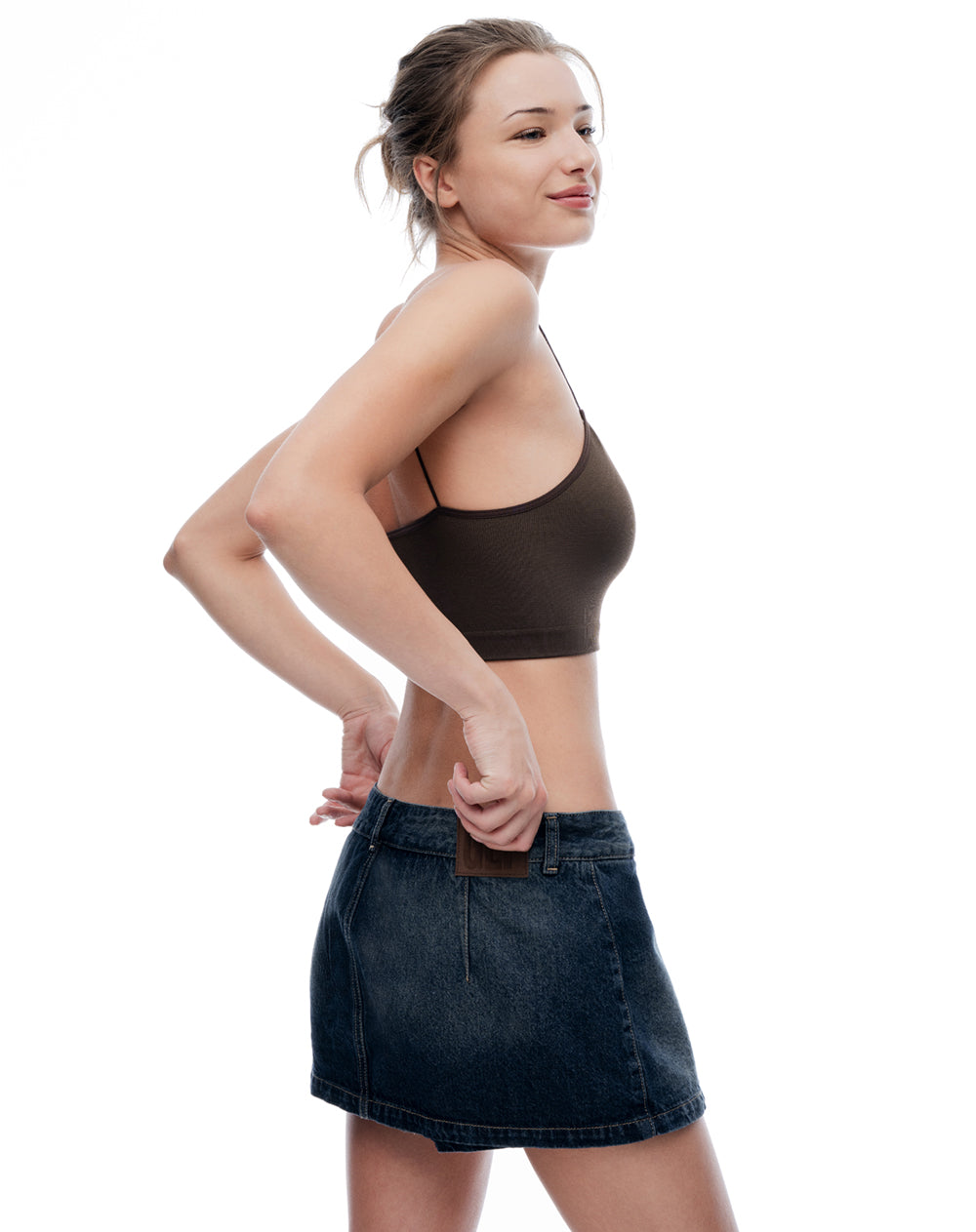 Falda short tiro medio índigo oscuro mujer