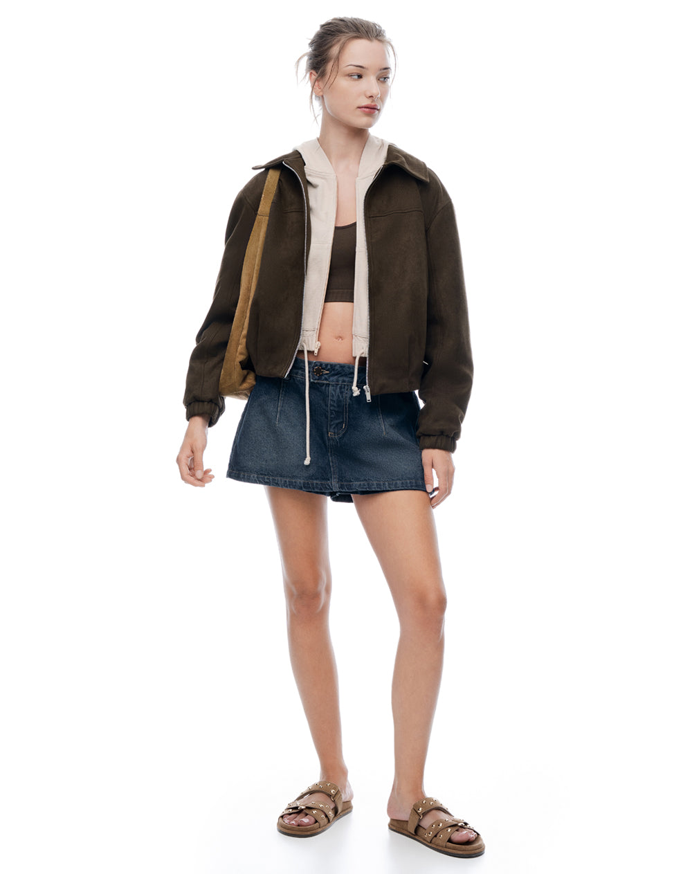 Falda short tiro medio índigo oscuro mujer