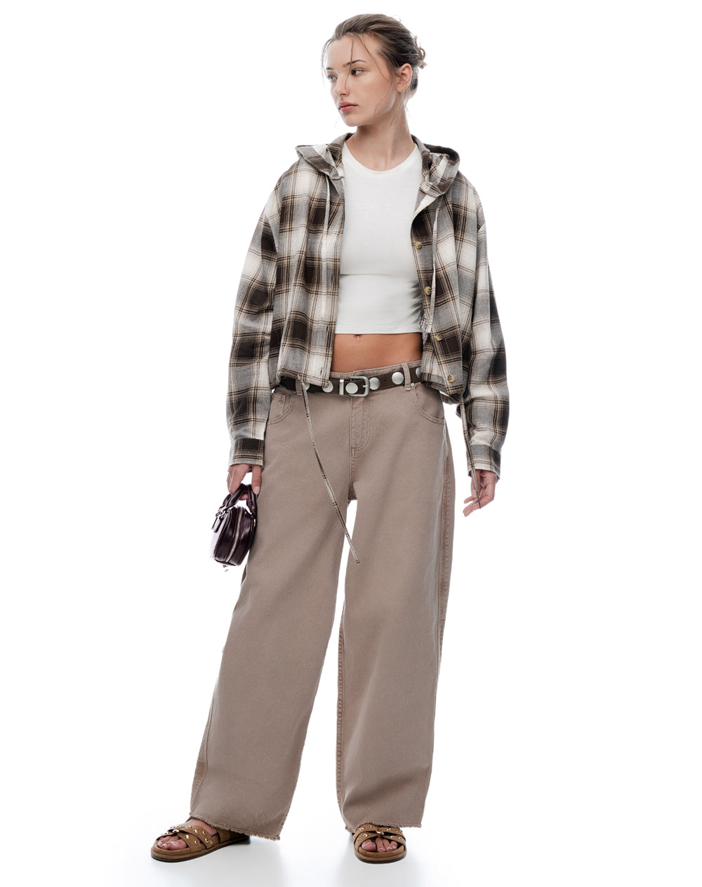 Chaqueta oversize cuadros mujer