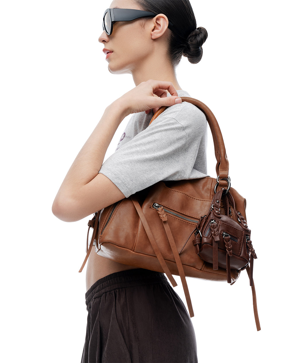 Bolso bowling + monedero café mujer