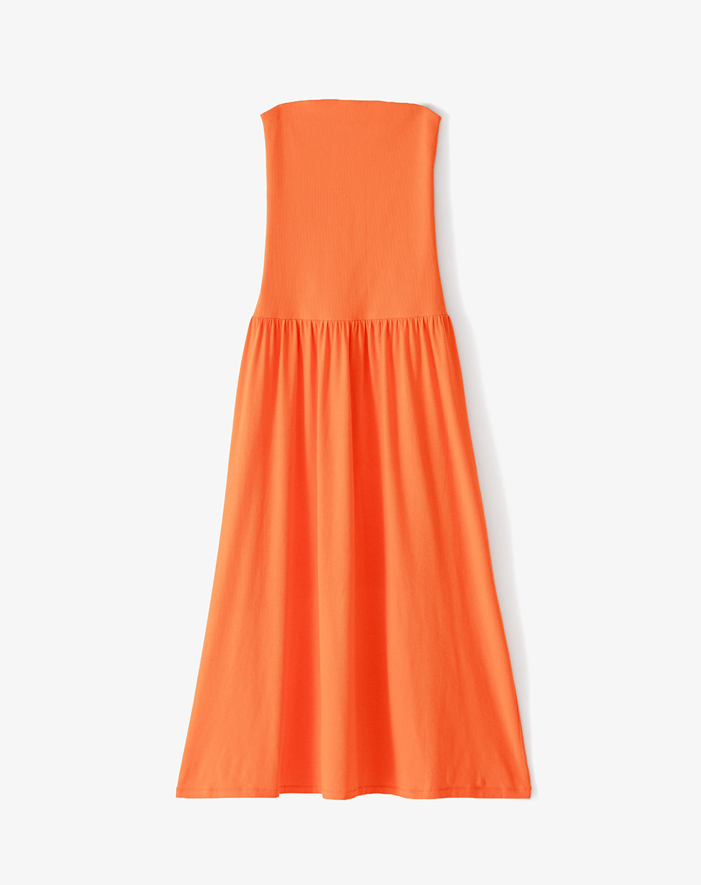 Vestido largo strapless silueta A naranja mujer
