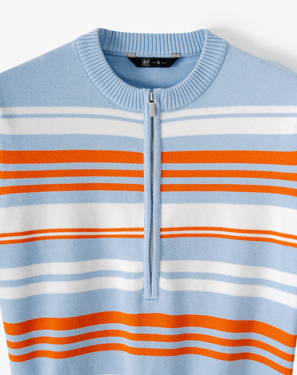 Polo slim en tejido de punto azul con rayas mujer