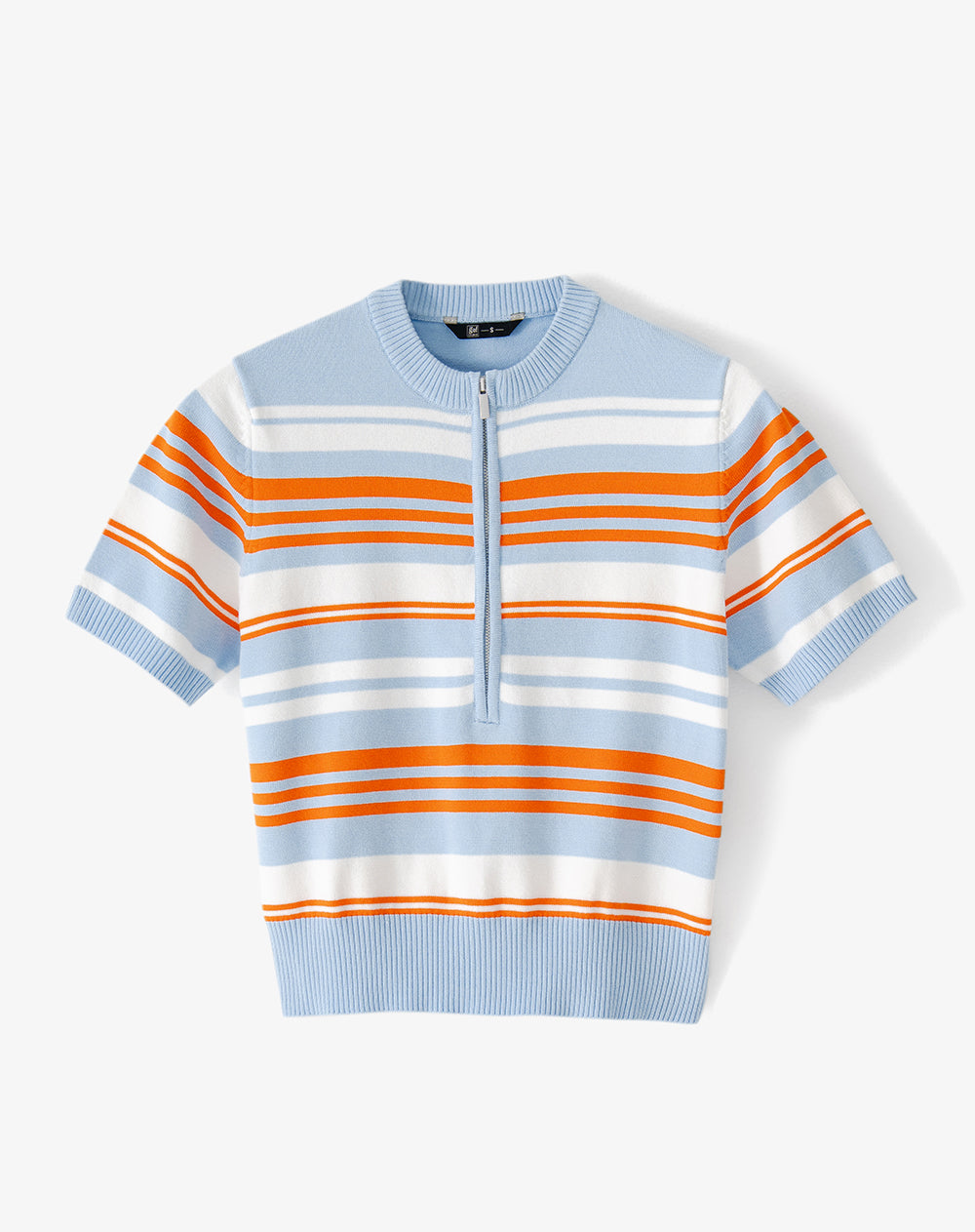 Polo slim en tejido de punto azul con rayas mujer