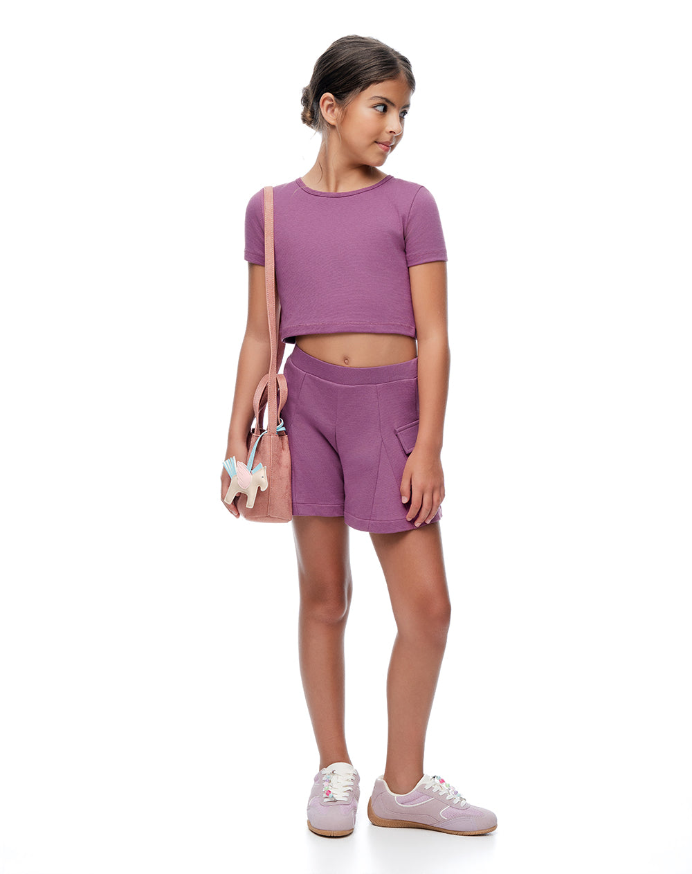 Camiseta ted manga corta morada niña