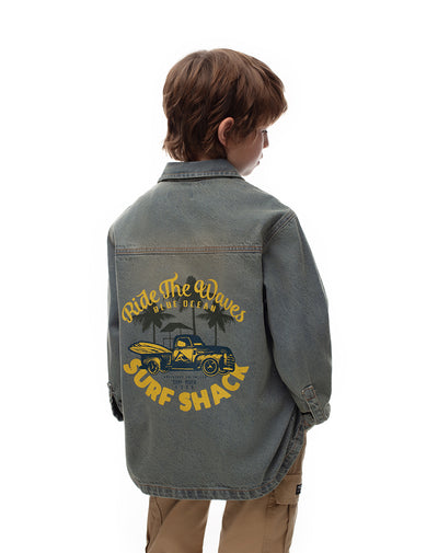 Chaqueta regular fit sin capucha índigo medio