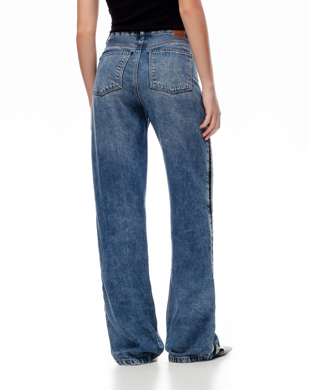 Jean recto tiro alto 5 bolsillos indigo oscuro para mujer