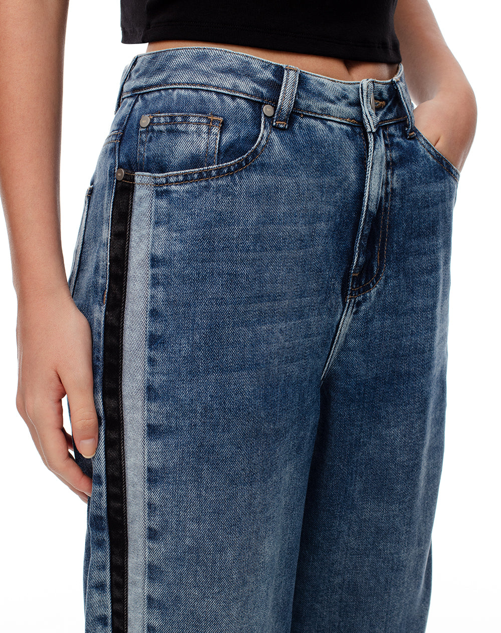 Jean recto tiro alto índigo oscuro mujer