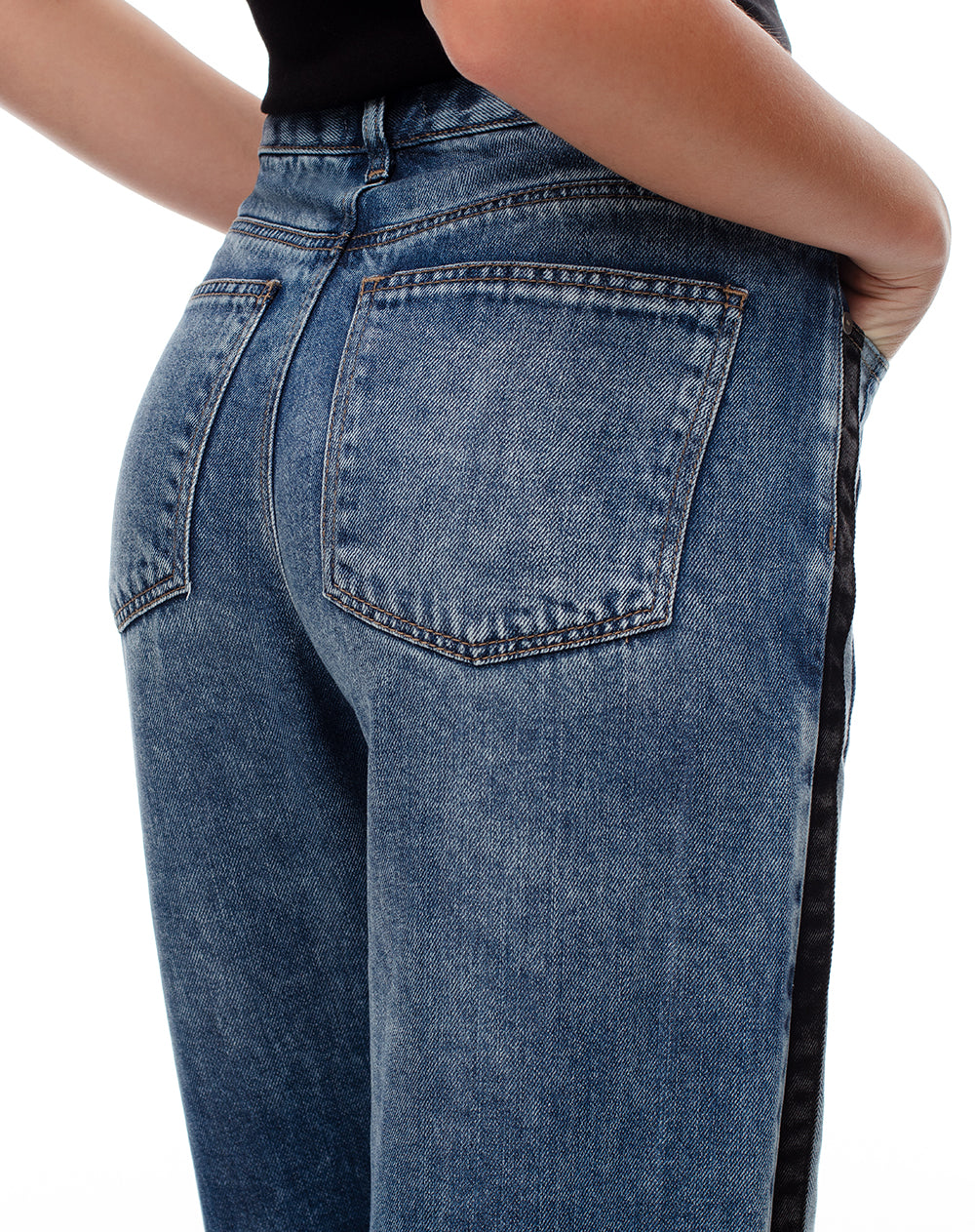 Jean recto tiro alto índigo oscuro mujer