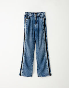 Jean regular fit tiro alto indigo oscuro